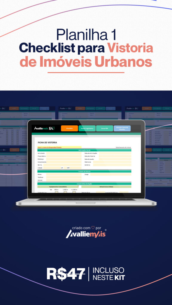 Planilha 1 Checklist Vistoria Urbana — Kit 1 Avalliemais